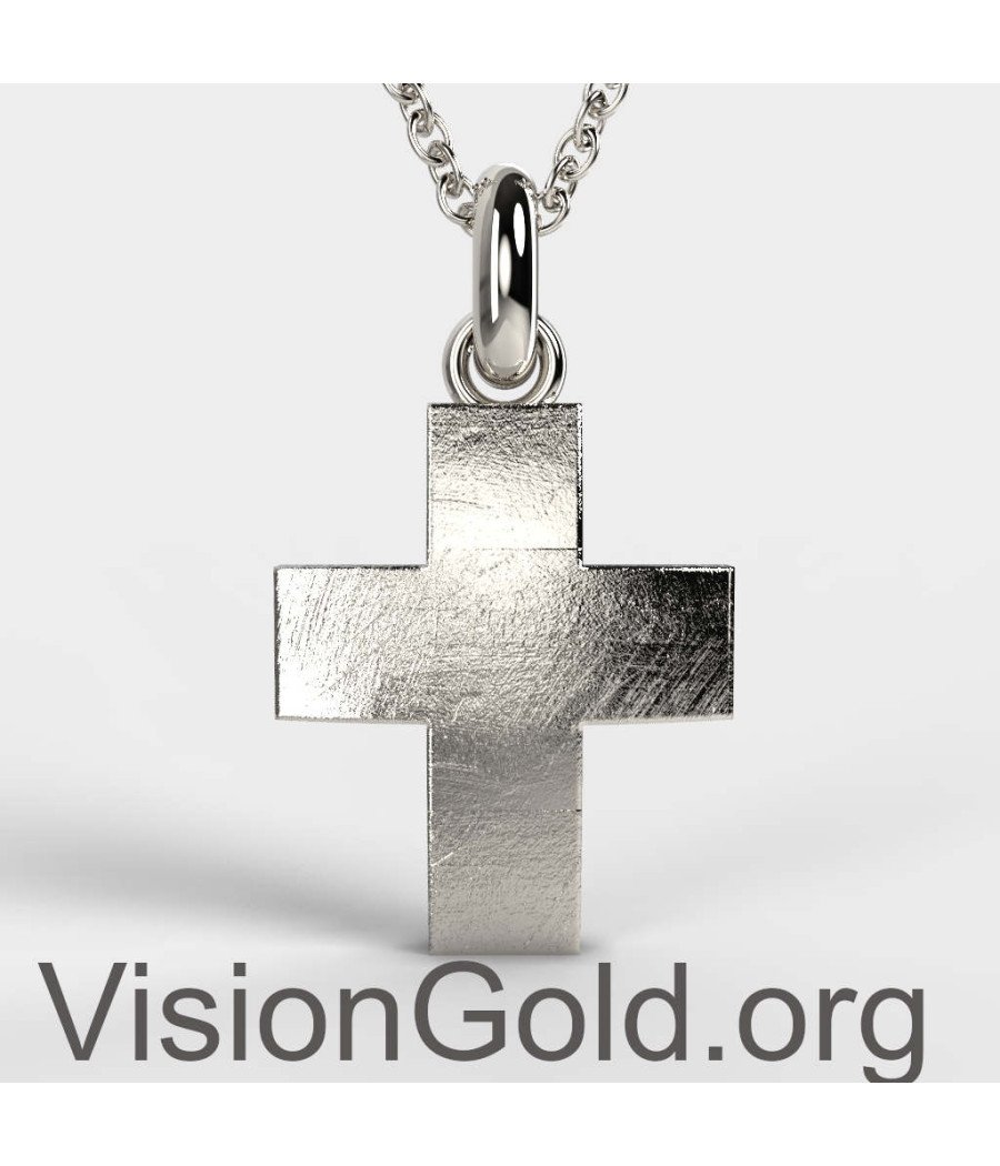 Oxidized Silver Rough Finish Cross Men Pendant 0301