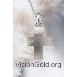 Oxidized Silver Rough Finish Cross Men Pendant 0301