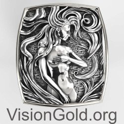 Boho Μεγάλο Δαχτυλίδι Unisex Από Ασημί Με Σχέδιο Γυναίκα 0772L