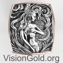 Art Nouveau Vintage Boho Δαχτυλίδι Με Σμιλεμένη Γυναικεία Μορφή