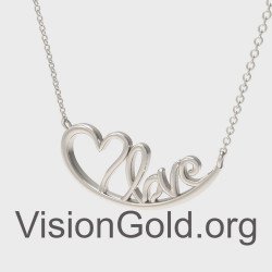 Sterling Silver Graffiti Love Pendant - Love Heart Necklace