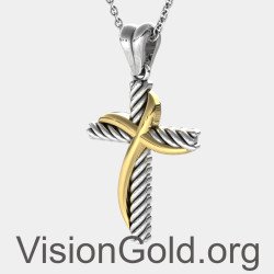 Croce d'argento da uomo 0302