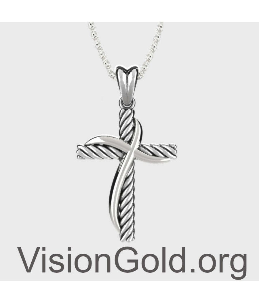 Croce d'argento da uomo 0302