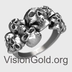 Vintage High Quality Skeleton Skull Ring, Gothic Skeleton Ring