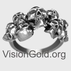 Vintage High Quality Skeleton Skull Ring, Gothic Skeleton Ring