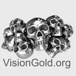 Vintage High Quality Skeleton Skull Ring, Gothic Skeleton Ring