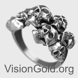 Vintage High Quality Skeleton Skull Ring, Gothic Skeleton Ring