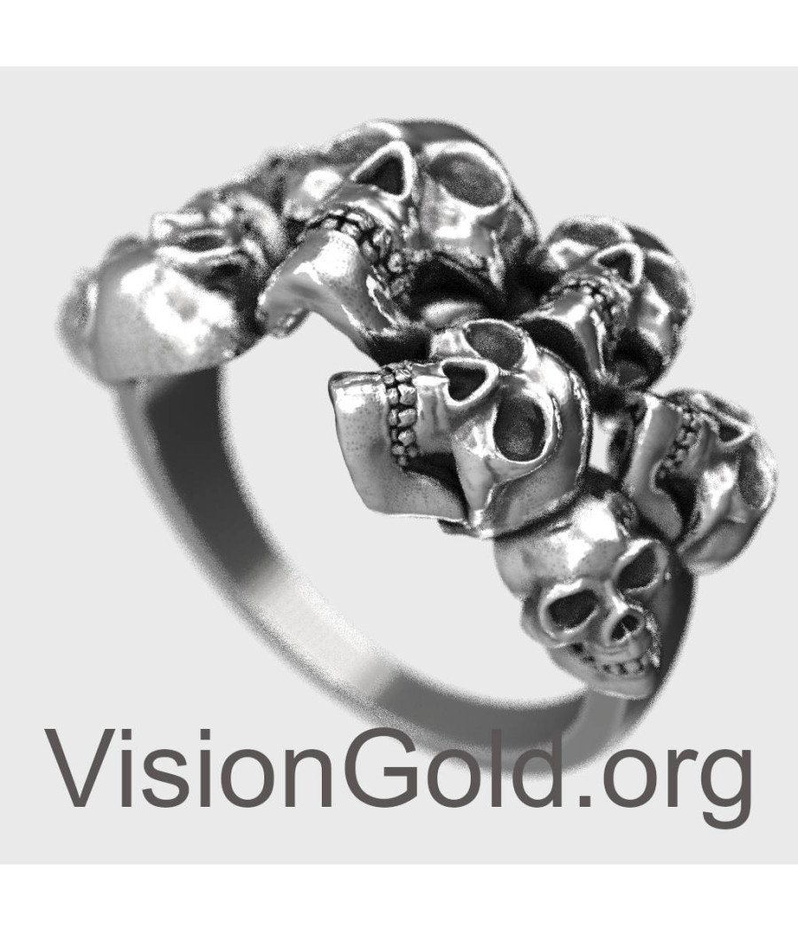 Vintage High Quality Skeleton Skull Ring, Gothic Skeleton Ring