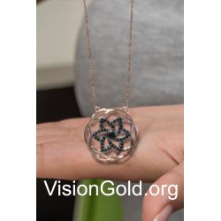 VisionGold.org® Ожерелье с розеткой из золота | Ожерелье с розеткой из стерлингового серебра 0096 пробы