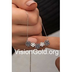 Visiongold.Org® Χριστουγεννιάτικο Κολιέ Δώρο Νιφάδες Χιονιού |Χειροποίητο Κολιέ