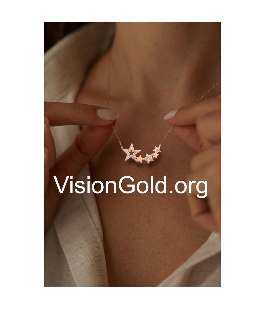Stars Pendant Necklace For Women, Zircon Gold Minimalistic Pendant, Star Necklaces For Women,Gift For Her