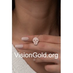 Ожерелье с черепом из стерлингового серебра-Изящные украшения со скелетом-Золотое ожерелье с черепом-Готическое ожерелье