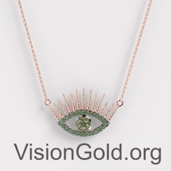 Collar de Oro Dainty Evil Eye para Mujer 18K Chapado en Oro Zirconia Protección 0092