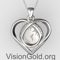 New Mom Necklace Baby Footprint Heart