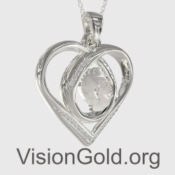 Ασημένιο Κολιέ  Καρδιά Με Πατουσάκια