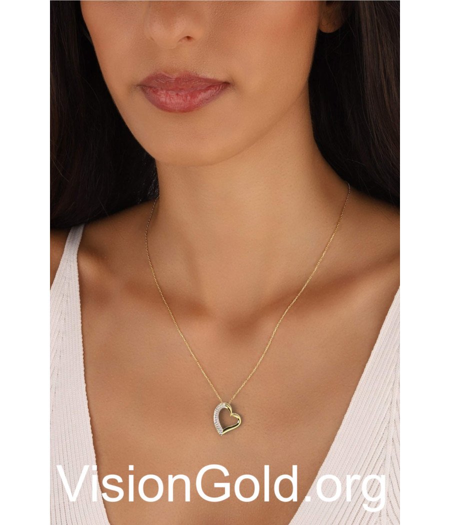 Women Pave Heart Necklace 0469