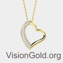 Women Pave Heart Necklace 0469