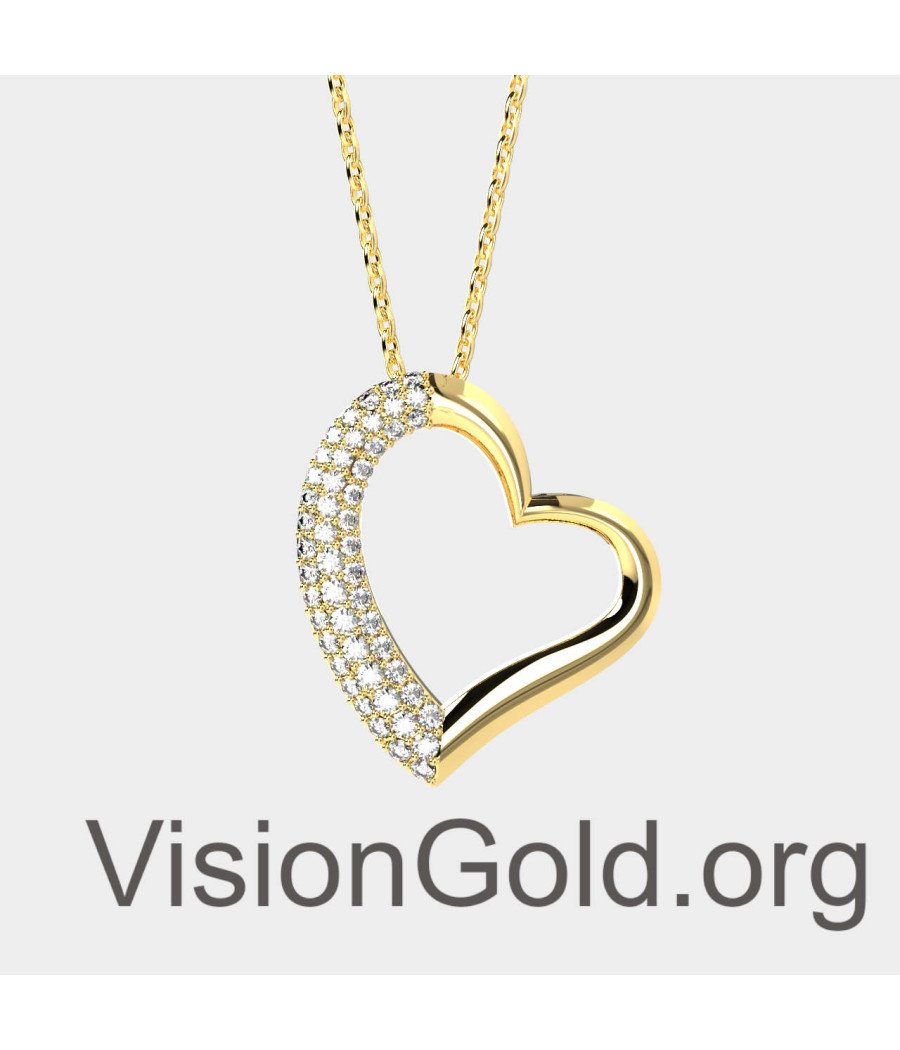 Women Pave Heart Necklace 0469