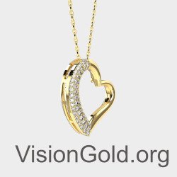 Women Pave Heart Necklace 0469