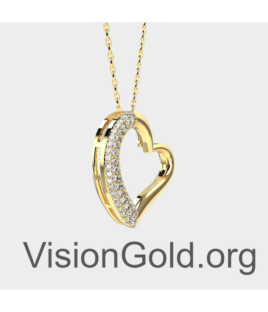 Women Pave Heart Necklace 0469