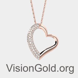 Women Pave Heart Necklace 0469