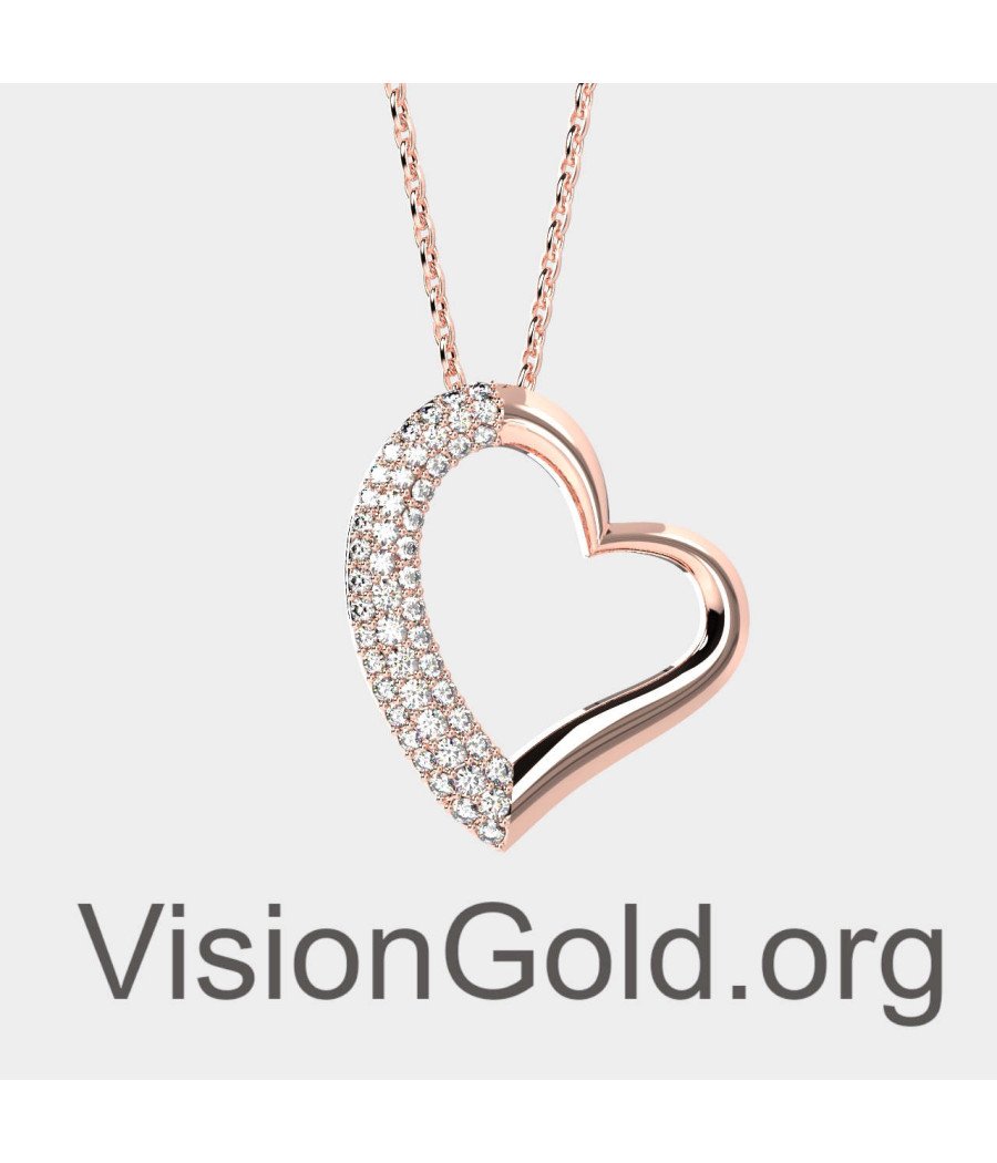 Women Pave Heart Necklace 0469