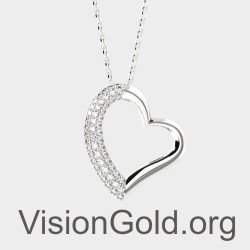 Women Pave Heart Necklace 0469