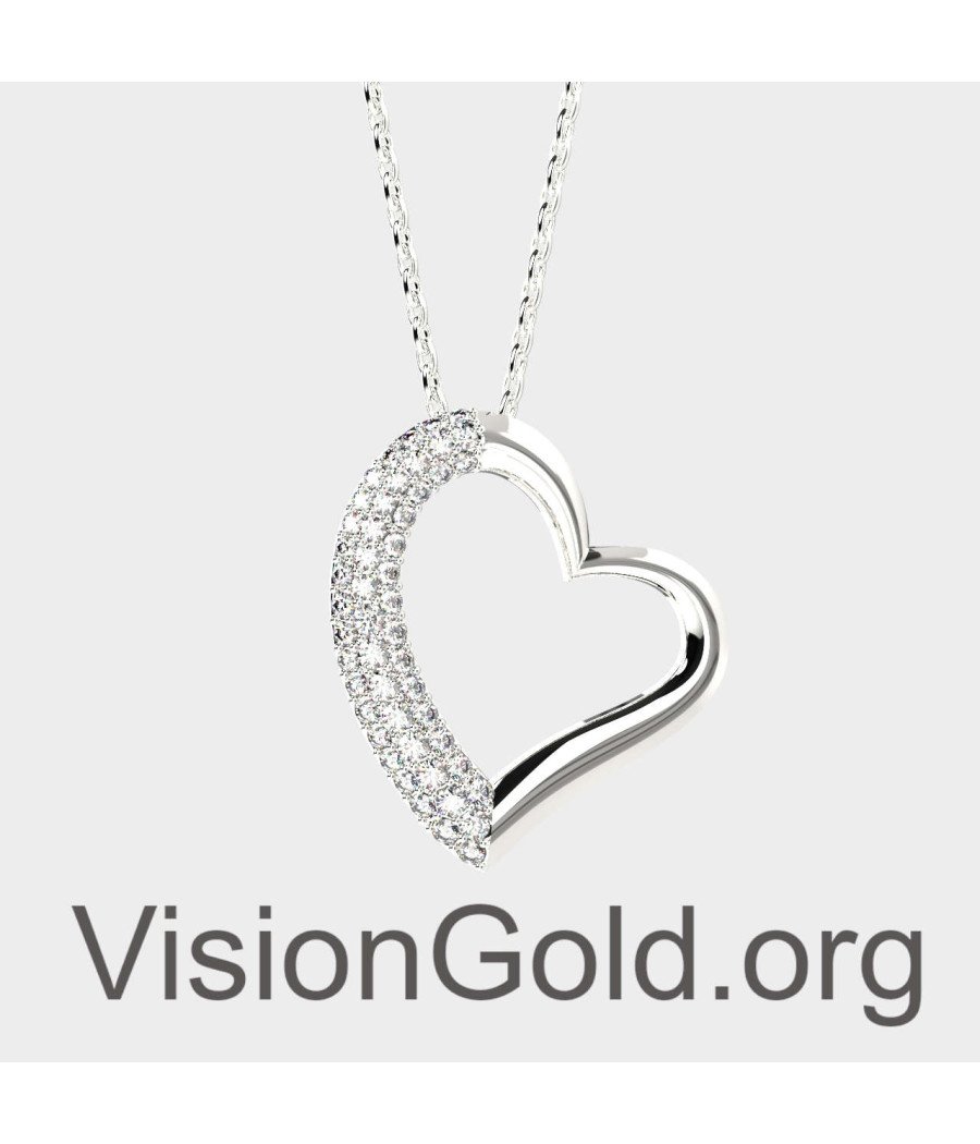 Women Pave Heart Necklace 0469