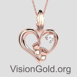 Δώρο Για Νέα Μαμά- Κολιέ Καρδιά Με Πατουσάκια Μωρού