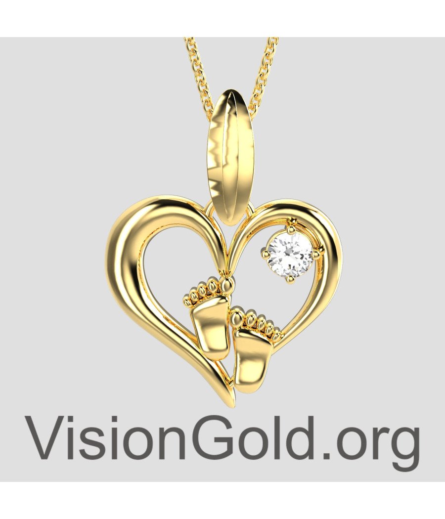 Καρδιά Κολιέ Με Πατουσάκια Μωρού - Δώρα Για Νέες Μητέρες & Λεχώνες