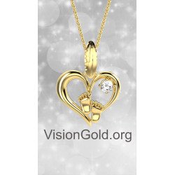 Καρδιά Κολιέ Με Πατουσάκια Μωρού - Δώρα Για Νέες Μητέρες & Λεχώνες