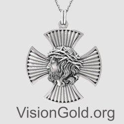 Silver Jesus Cross Necklace - Religious Necklace 0297