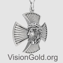 Silver Jesus Cross Necklace - Religious Necklace