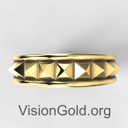 Silberner Pyramidenring aus Gelbgold 0894K