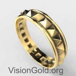 Silberner Pyramidenring aus Gelbgold 0894K