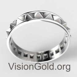 Silver Pyramid Eternity Ring - Minimal Jewelry 0894L