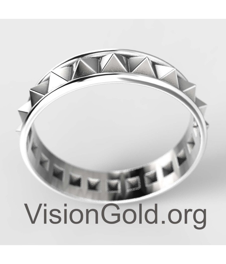 Silver Pyramid Eternity Ring - Minimal Jewelry 0894L