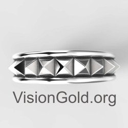 Silver Pyramid Eternity Ring - Minimal Jewelry 0894L