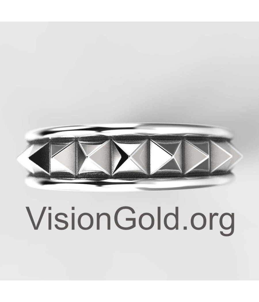 Silver Pyramid Eternity Ring - Minimal Jewelry 0894L