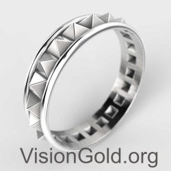 Silver Pyramid Eternity Ring - Minimal Jewelry 0894L