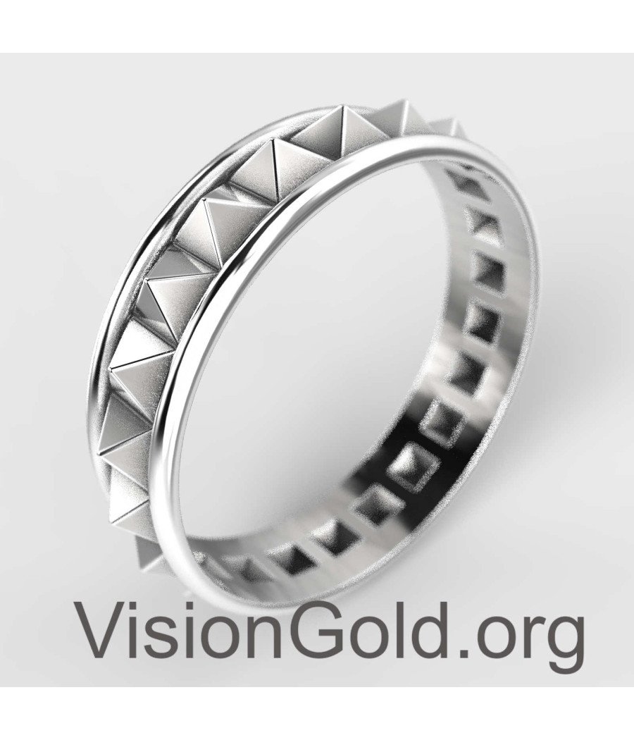 Silver Pyramid Eternity Ring - Minimal Jewelry 0894L