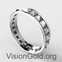 Silver Pyramid Eternity Ring - Minimal Jewelry 0894L