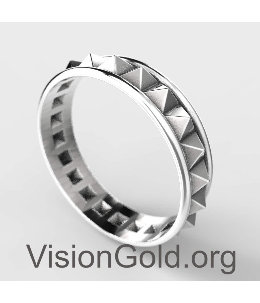 Silver Pyramid Eternity Ring - Minimal Jewelry 0894L