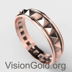 Anillo de pirámide de oro rosa - Anillo geométrico - Anillo de declaración 0894R