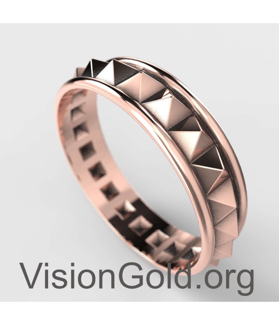 Anillo de pirámide de oro rosa - Anillo geométrico - Anillo de