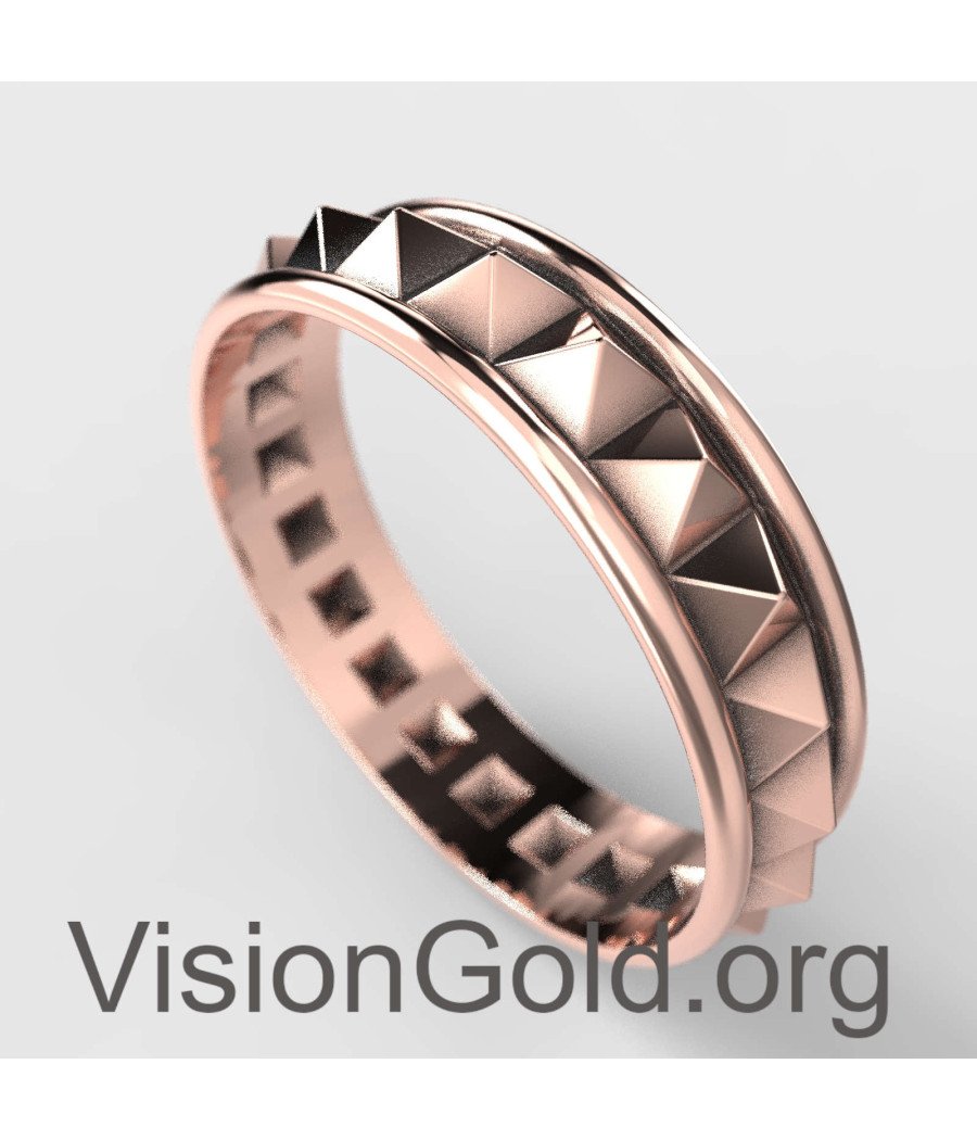 Pink Gold Pyramid Ring - Geometric Ring - Statement Ring 0894R