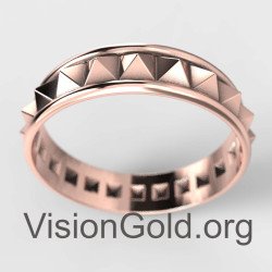 Pink Gold Pyramid Ring - Geometric Ring - Statement Ring 0894R