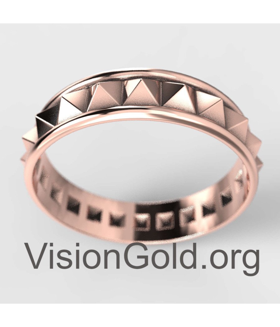 Anillo de pirámide de oro rosa - Anillo geométrico - Anillo de