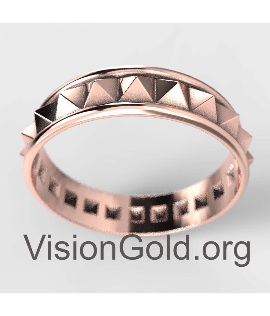 Pink Gold Pyramid Ring - Geometric Ring - Statement Ring 0894R