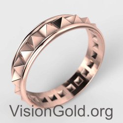 Anillo de pirámide de oro rosa - Anillo geométrico - Anillo de